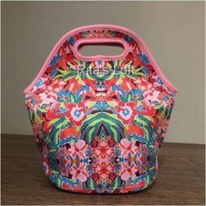 Floral Neoprene Zippered Lunch Bag Tote‎ - New